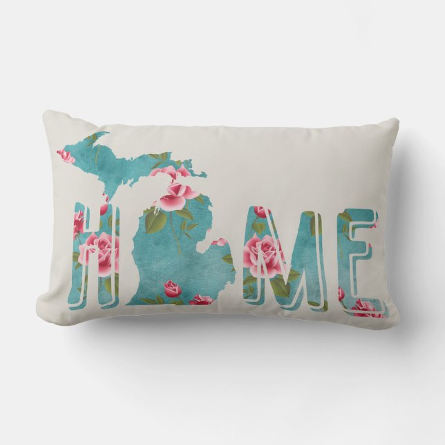Michigan Watercolor | Shabby Roses | HOME Lumbar Pillow (Front)