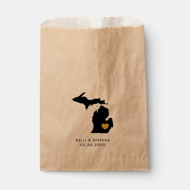 Michigan Wedding Favor Treat Sacks, Gift Bags (Front)