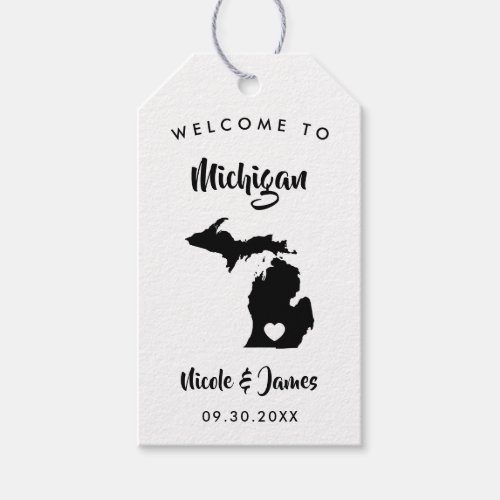 Michigan Wedding Welcome Bag Tags Map Gift Tags