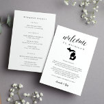 Michigan Wedding Welcome Letter & Itinerary<br><div class="desc">Share a welcome message for your Michigan wedding guests as well as an itinerary or schedule of the weekend's events. Front features your welcome message with a silhouette map of the state of Michigan with a heart inside. Personalize the reverse side with your wedding day or wedding weekend itinerary. Perfect...</div>