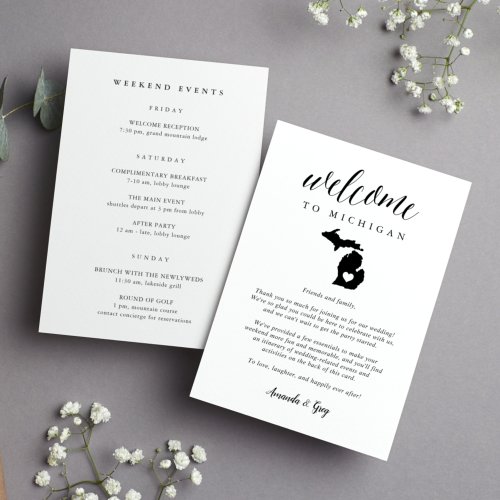 Michigan Wedding Welcome Letter  Itinerary
