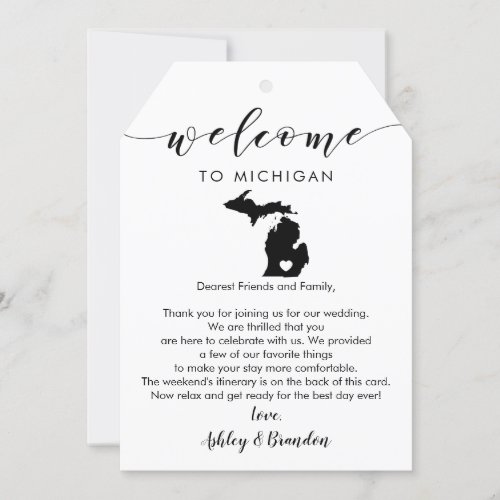 Michigan Wedding Welcome Tag Letter Itinerary