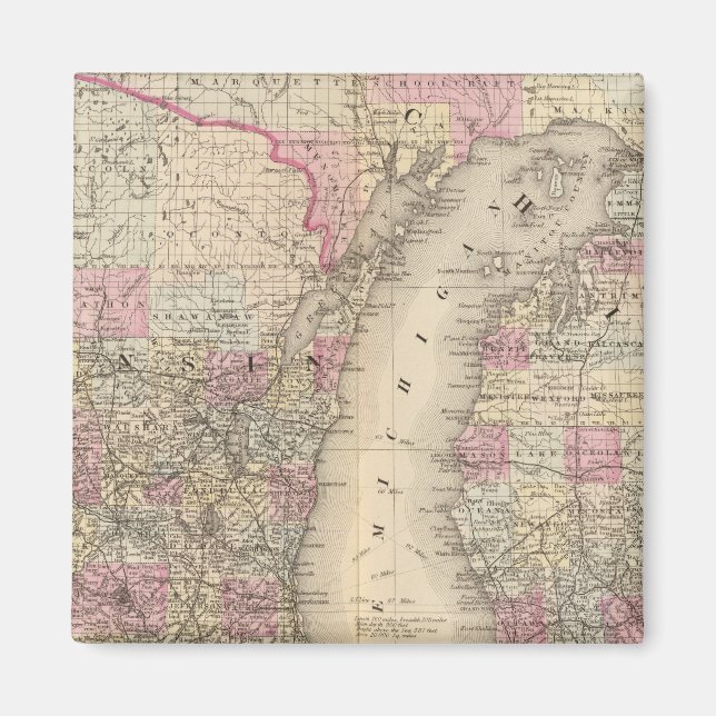 Michigan, Wisconsin Magnet (Front)