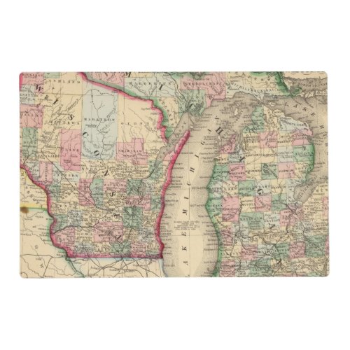 Michigan Wisconsin Map by Mitchell Placemat