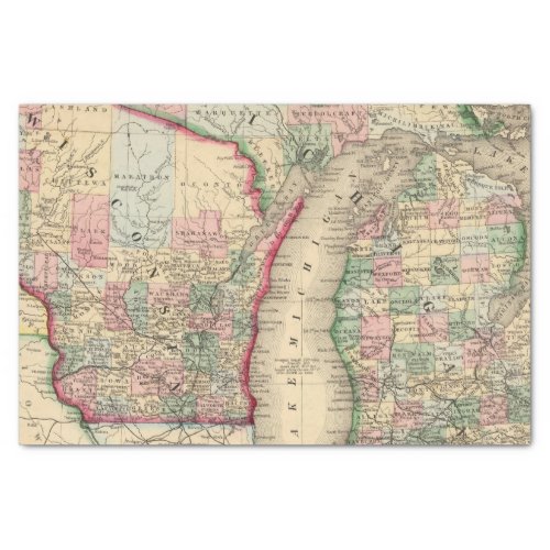 Michigan Wisconsin Map by Mitchell Tissue Paper