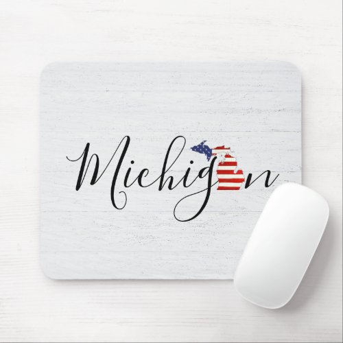 Michigan with Flag Graphic Mouse Pad