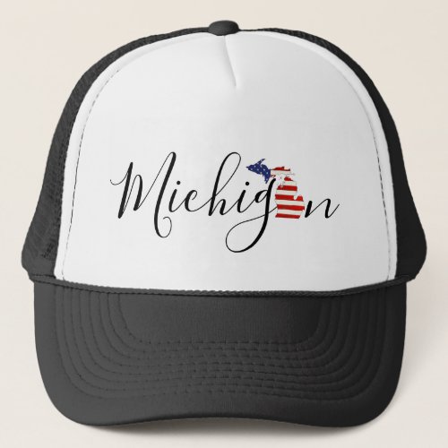 Michigan with Flag Graphic Trucker Hat