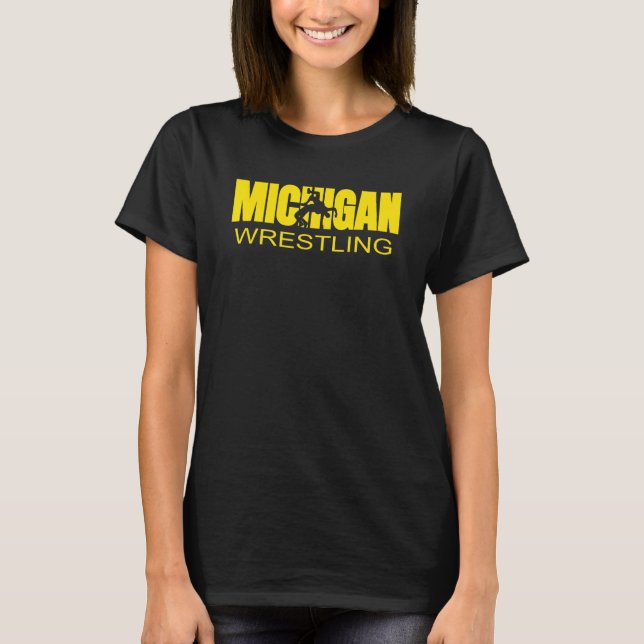 Michigan Wrestling Freestyle Wrestler Mi The Wolve T-Shirt (Front)