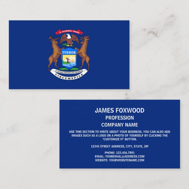 Michigander Flag, Flag of Michigan Business Card (Front/Back)