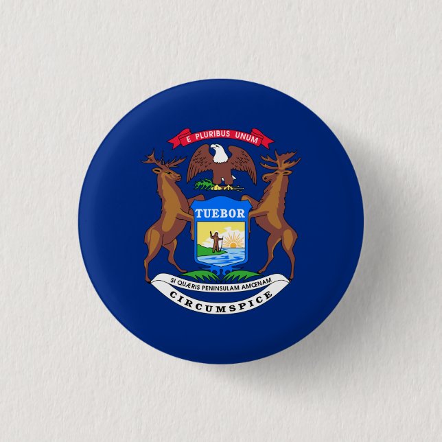 Michigander Flag, Flag of Michigan Button (Front)