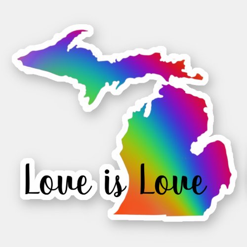 Michigander  love is love rainbow pride  sticker