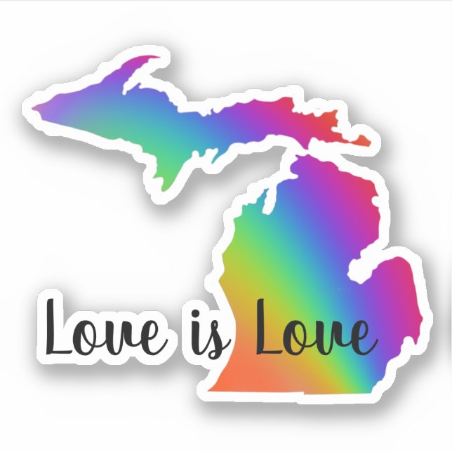 Michigander | love is love| rainbow pride  sticker (Front)