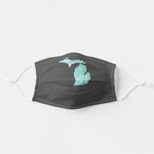 Michigander Silhouette Watercolor Green Blue State Adult Cloth Face Mask
