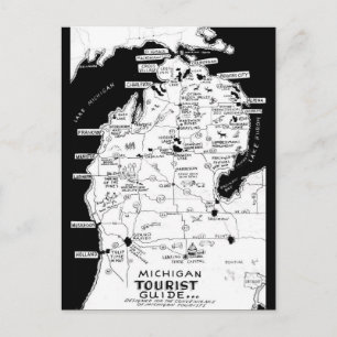 Michigan's Tourist Map Postcard