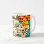 Michigan's Water Wonderland Map  Coffee Mug<br><div class="desc">Great vintage postcard of Michigan's Water Wonderland wonderfully colorful!</div>