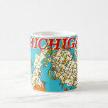 Michigan's Wonderland Vintage Map  Coffee Mug<br><div class="desc">Great vintage postcard of the state of Michigan - wonderfully colorful!</div>