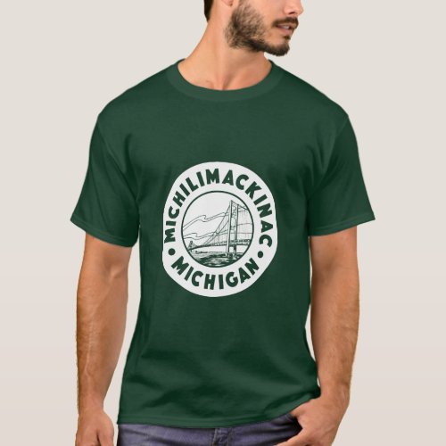 Michilimackinac Michigan Circle Bridge White  T_Shirt