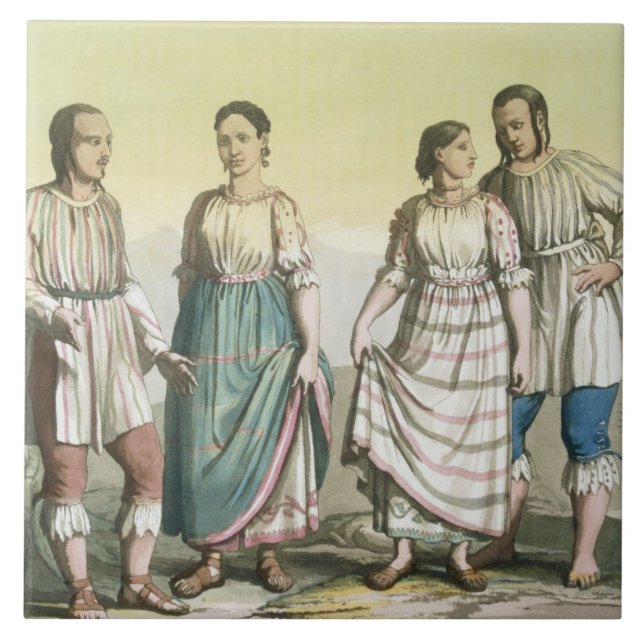 Michoacan Indians in Traditional Costume, Mexico ( Tile (Front)