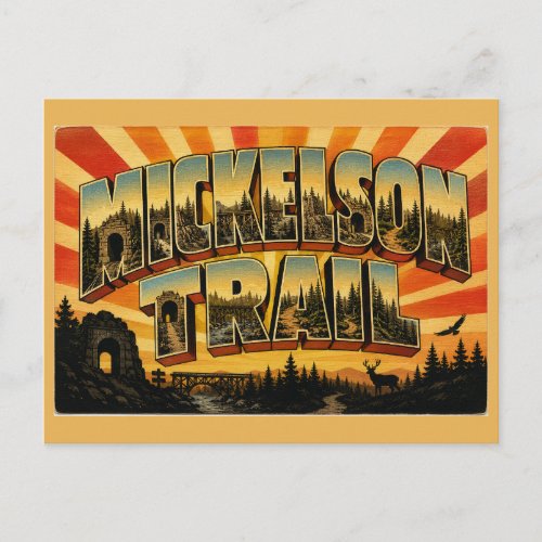 Mickelson Trail SD Tunnels Bridges Forest Art Postcard