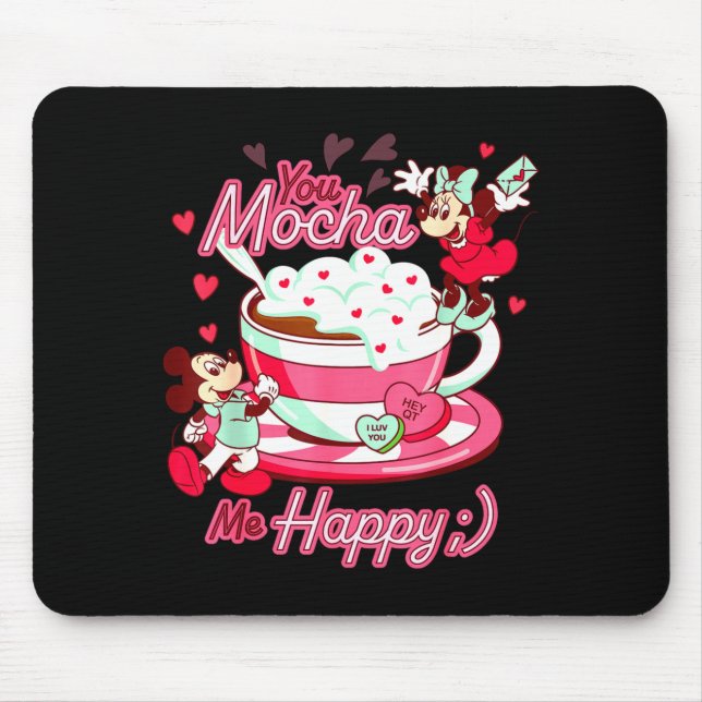 Mickey Amp Minnie Valentines Day You Mocha Me H  Mouse Pad (Front)