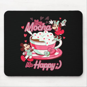 Mickey &amp; Minnie Valentine's Day You Mocha Me H Mouse Pad