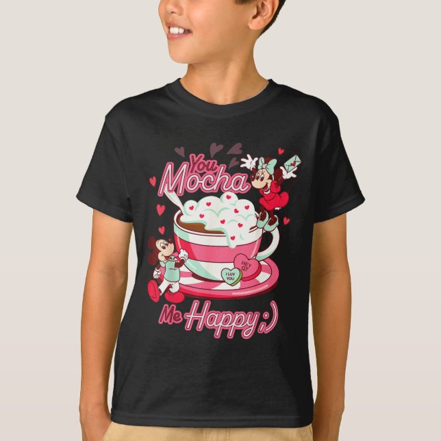Mickey &amp; Minnie Valentine's Day You Mocha Me H T-Shirt (Front)