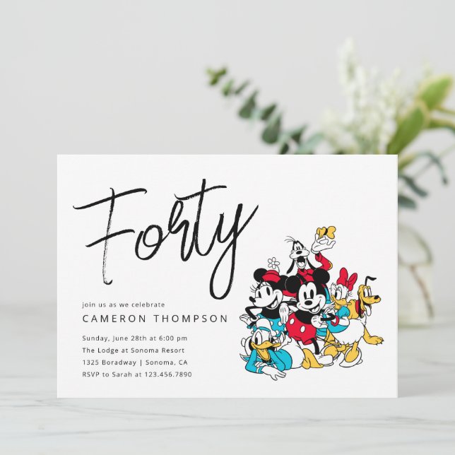 Mickey and Friends 40th Birthday  Invitation (Standing Front)