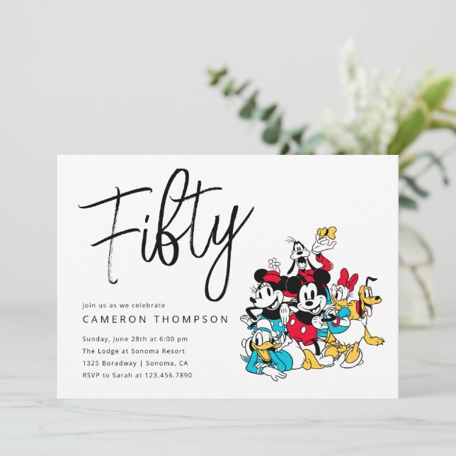 Mickey and Friends 50th Birthday  Invitation (Standing Front)