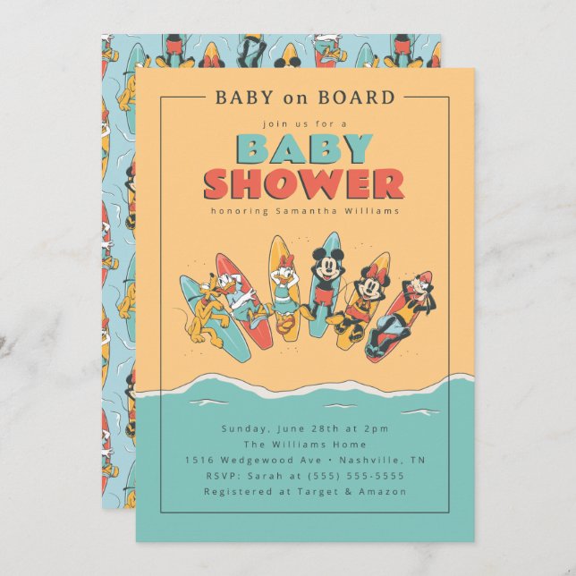 Mickey and Friends Baby on Board | Baby Shower Invitation (Front/Back)