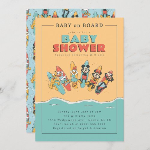 Mickey and Friends Baby on Board  Baby Shower Invitation