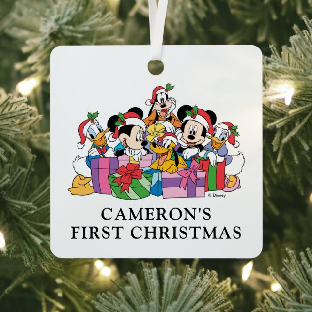 Mickey and Friends | Baby's First Christmas Metal Ornament (Insitu)