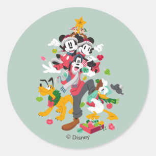 Mickey and Friends   Christmas Pyramid Classic Round Sticker