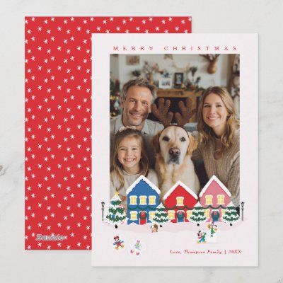 Mickey and Friends Christmas Village Photo Holiday Card