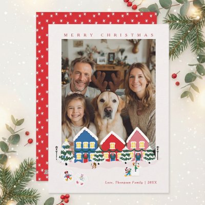 Mickey and Friends Christmas Village Photo Holiday Card