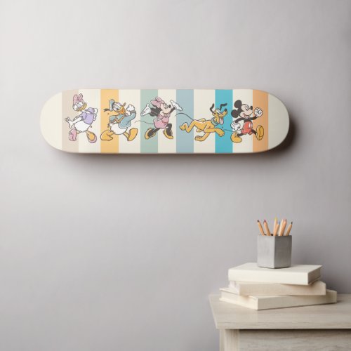 Mickey and Friends Colorful Stripes Skateboard