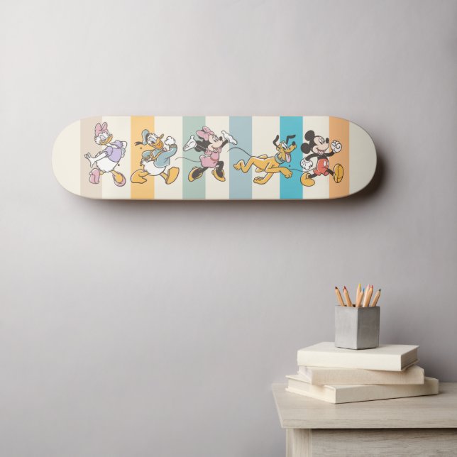 Mickey and Friends Colorful Stripes Skateboard (Wall Art (Horz))