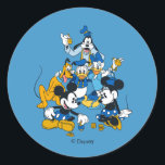 Mickey and Friends | Dreidel Days Classic Round Sticker<br><div class="desc">Happy Hanukkah from Mickey and Friends! This super cute graphic features Mickey and Friends celebrating Hanukkah.</div>