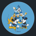 Mickey and Friends | Dreidel Days Classic Round Sticker<br><div class="desc">Happy Hanukkah from Mickey and Friends! This super cute graphic features Mickey and Friends celebrating Hanukkah.</div>