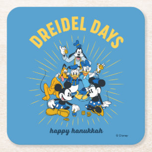 Mickey and Friends Dreidel Days Square Paper Coaster
