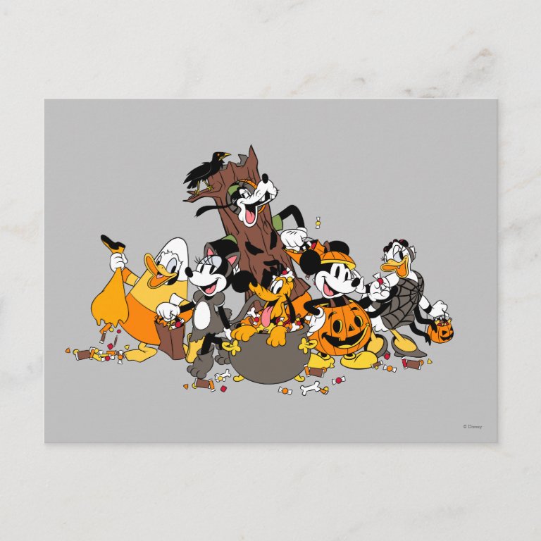 Mickey and Friends Dressed up for Halloween Postcard