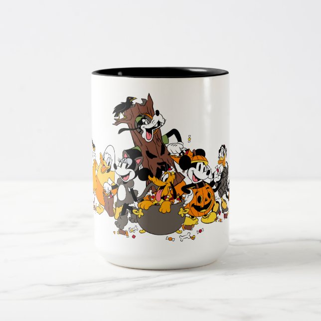 Mickey and Friends Dressed up for Halloween Two-Tone Coffee Mug (Center)