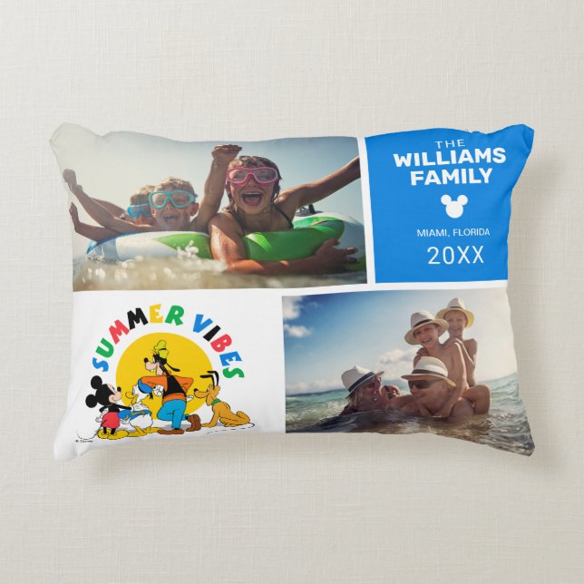 Mickey and Friends | Family Vacation Photo Collage Accent Pillow (Front)