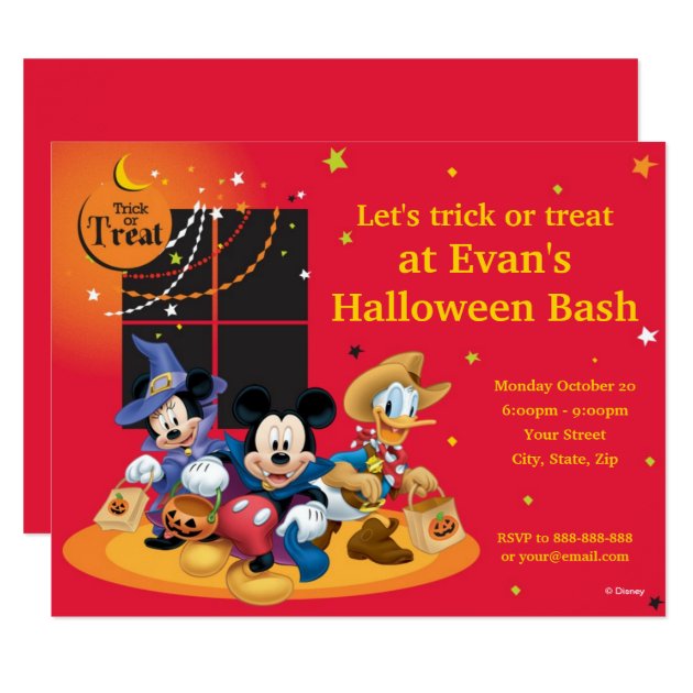 Mickey And Friends Halloween Party Invitation