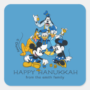 Mickey and Friends   Happy Hanukkah - Personalized Square Sticker