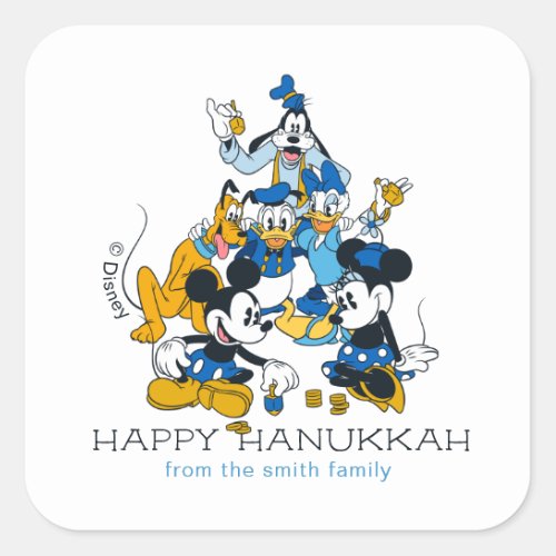 Mickey and Friends  Happy Hanukkah _ Personalized Square Sticker