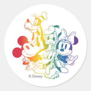 Mickey and Friends Happy Rainbow Classic Round Sticker