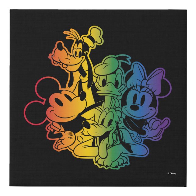 Mickey and Friends Happy Rainbow Faux Canvas Print (Front)