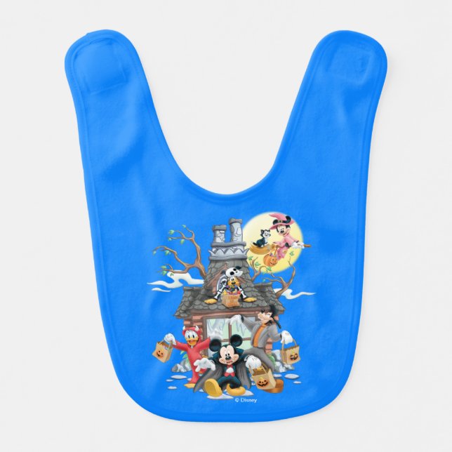 Mickey and Friends Haunted House Baby Bib (Front)