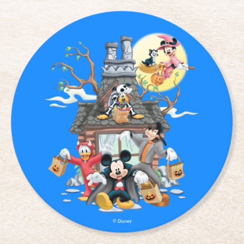 Mickey and Friends Haunted House Round Paper Coaster