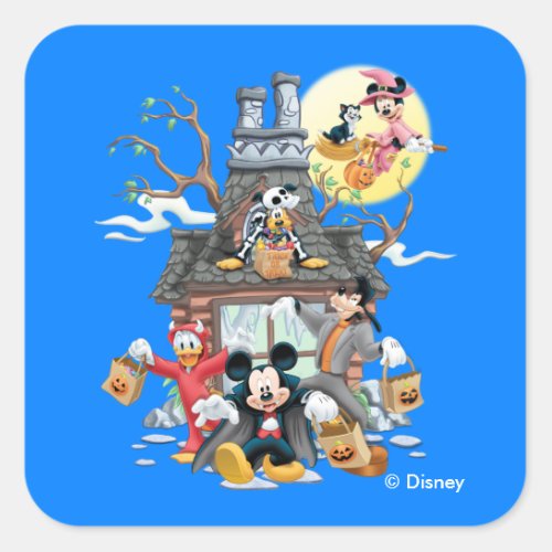 Mickey and Friends Haunted House Square Sticker
